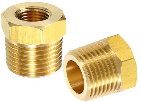 sourcing map 2 piezas de 3/8 NPT macho x 1/8NPT hembra reductor de latón hexagonal roscado, adaptador de tubo roscado de latón para agua, gas, sistemas de tuberías de petróleo