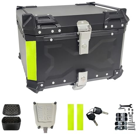 Top Case Motorradgepäck, wasserdicht, für Motorräder, mit Sicherheitsschloss, Motorradboxen zur Aufbewahrung von Helmen, Aluminium Top Case für die meisten Motorräder und Maxi