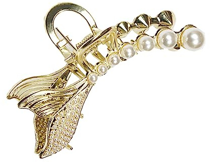Beaupretty Clip per Chioma Donna Perla Elegante in Lega di Zinco, Fermaglio Stile Pesce Coda, Accessorio Raffinato alla Moda per Ogni Occasione