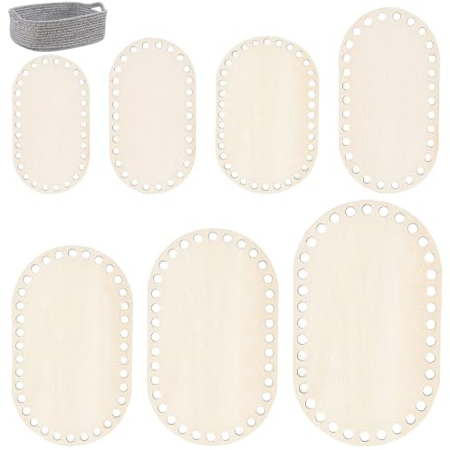TTYSHIP® 7 Stück Korbboden zum Häkeln, Ovaler Häkelboden Holz, Naturholzkorbboden, Häkelkorbboden für DIY Korbflechten Liefert Basteln (7 Größen)