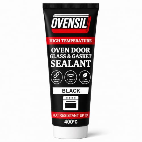 High-Temperature Silicone Sealant – Black Oven Door Repair Adhesive – Heat Resistant up to 400°C (40g)