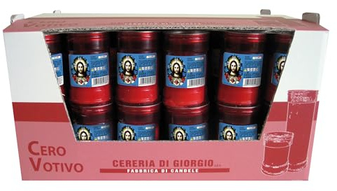 Cereria Di Giorgio - Confezione da 60 Ceri Votivi dedicati al Sacro Cuore - Modello P30 - Durata 32 Ore