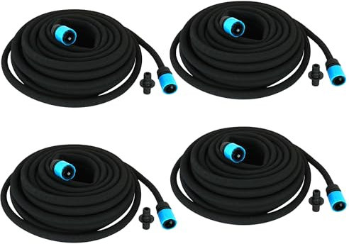 BURI 4x Perlschlauch 60m (4x15m) – Bewässerungsschlauch mit Anschlussarmatur | Mikrobewässerung für Garten, Beete & Gewächshaus | Wassersparend & kürzbar | Ø 1,8 cm schwarz