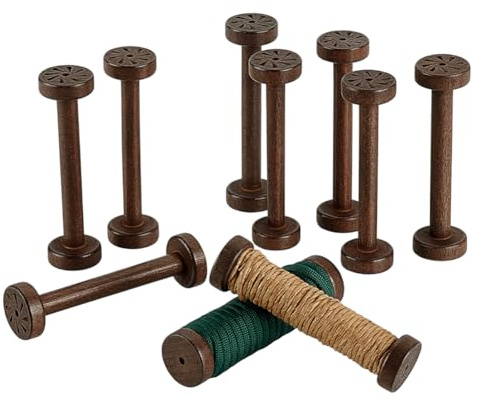 PH PandaHall 10 STK Holzspulen 9.6x2.6cm Leere Holzfadenspulen Nähspulen Spulen für Schmuckketten Kunsthandwerk Drahtweben Band Stickfaden Schnurrolle Kaffee Farbe