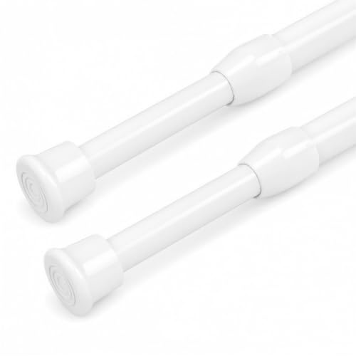 WedDecor 2pcs 83cm-150cm Telescopic White Curtain Rods – Adjustable Spring Tension Poles for Net Drapes, Shower Curtains, Wardrobe Rails, Storage, Caravans, and Cabinets | Adjustable Spring Tension Poles for Net Drapes, Shower Curtains, Wardrobe Rails, Storage, Caravans, and Cabinets