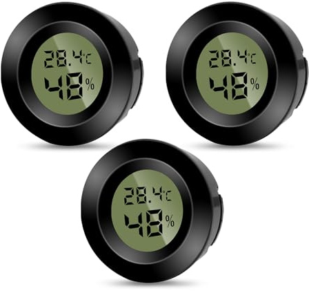 Pixelure 3PCS Pequeño Higrómetro Digital Termómetro Interior para Controlar la Temperatura y Medir la Humedad, Higrómetro Ambiente Monitor de Temperatura y Medidor Batería de Larga Duración