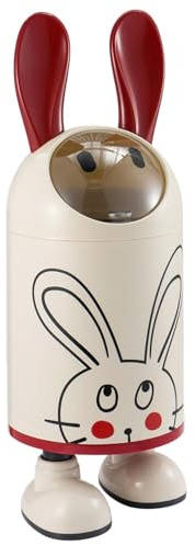 FERNVALE Cute Cartoon Rabbit Trash Can with Lid – Odor-Sealed Small Waste Bin for Bathroom, Kitchen, Bedroom & Living Room – Durable PP Compact Bin, Cute Home Storage & Rubbish Container
