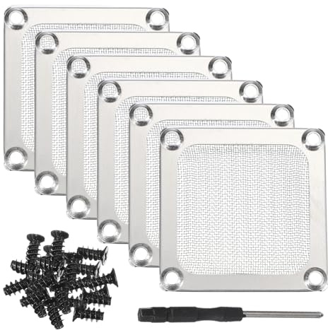 PATIKIL 60mm Fan Filter Grill, 6Pcs Ultra Fine Aluminum Mesh Ventilation Dustproof PC Cooling Fan Grill Covers with Screwdriver and Screws for Desktop Computer Case AC, Silver