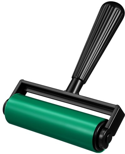 JOINPAYA Rullo in Gomma per Incisione da 10 CM Manico Staccabile Verde Utensile per e Artigianato Cilindro Liscio per Inchiostrazione Uniforme e Pulizia Facile per Creativi e Timbri
