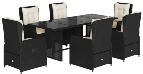 ZIRLANLV Grupo de Comedor, Conjunto de Muebles de Jardín con Cojines, Grupo de Asientos para Jardín, Terraza, Poliratán (Negra #08)