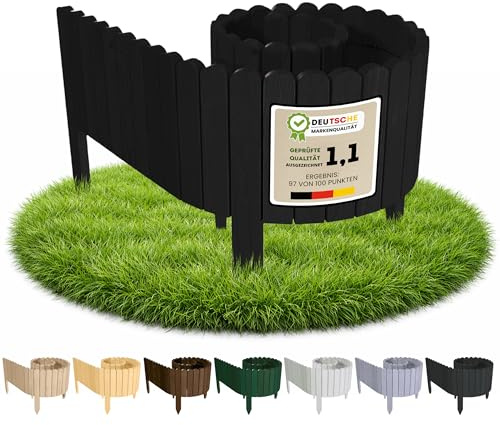 Floranica Bordura per Giardino in legno 20 x 200 cm Nero Bordi Aiuole Bordo Giardino Flessibile Rollborder Recinzione prato