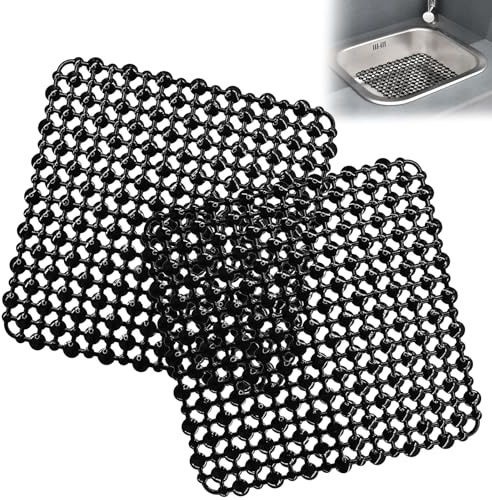 Simsky 2 Unidades Alfombrilla De Silicona Antideslizante Para Fregadero 28 X 28 Cm Protectora Para Escurrir Negro