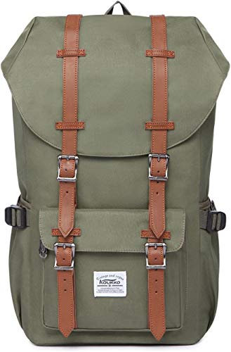 KAUKKO Rucksack Damen Herren Daypack mit Laptopfach für 15 Zoll Notebook für Schule, Uni, Reisen, Wandern, 22L (Grün)
