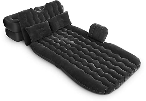 EBTOOLS Materasso Gonfiabile per Auto, Sedile d’auto ad Aria, SUV Materasso Gonfiabile, per Esterno Casa Campeggio Auto, con Pompa per Gonfiare e Cuscini (Nero)
