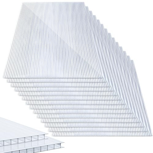 Lospitch 14 lastre alveolari in policarbonato, 1210 x 605 mm, 10,25 m², doppia parete, per serra, giardino