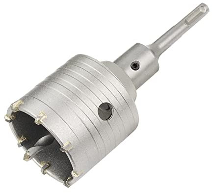 Meccion Sierra Corona Perforadora con Puntas de Carburo, Cortador de Orificios Huecos de Rendimiento para Ladrillo, Hormigón, Muro de Piedra de Cemento (65mm+110mm SDS Plus Adaptador)