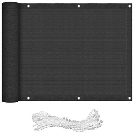 XMTECH Frangivista per balcone, in HDPE, 180 g/m², tensioni del balcone, 90 x 600 cm, protezione UV, per ringhiere del balcone, giardino, antracite (tipo A-HDPE)
