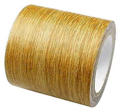Klebeband Holzoptik, Selbstklebend Holzmaserung Panzertape für Weichsockelleiste Sockelleiste und Laminat Reparaturband für Holz Boden Möbel Türen Bordüre Wände Tapeten(Gold Eiche Textur 5,7cmx4,57m)