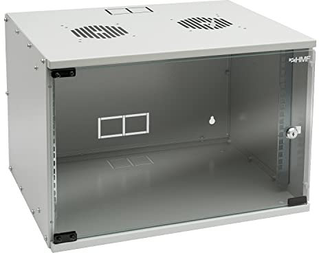 HMF 65707-07 Armadio rack 19 pollici, Armadio di rete | 7 U | 400 mm di profondità | porta in vetro | grigio chiaro