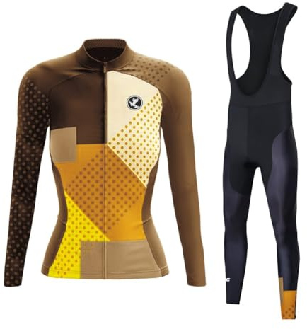 UGLY FROG Fahrradbekleidung Set Damen Verdickte Radtrikot Fahrradtrikot Langarm + Fahrradhose Lang mit Sitzpolster, Wärmehaltung/Fleece/Warm/Hochelastisch （Zwei Stücke XS-6XL
