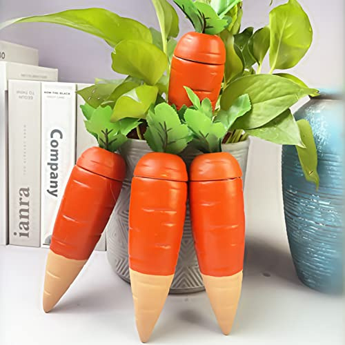 BestAlice Lot de 4 Piquets D'arrosage Automatique pour Plantes en Forme de Carotte Globes D'arrosage en Terre Cuite pour Arrosage Automatique pour Plantes Suspendues en Pot(Orange)