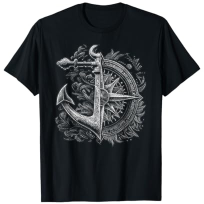 Boussole et Ancre Bateau océan mer rétro Vintage Marin T-Shirt