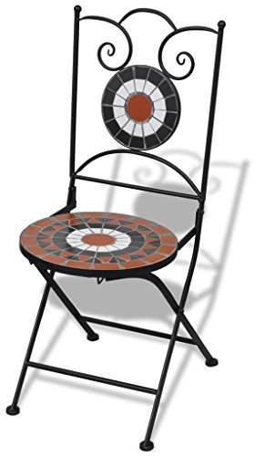 Gartenstuhl Mosaik Bistrostuhl Terrakotta/Weiß 2er Set Balkonstühle für Terrasse