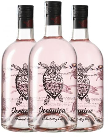 Ginebra Oceánica Strawberry Gin 70 cl (Caja de 3 Botellas de 70 cl)