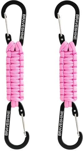 BRAVESHINE Keychain with Snap Hook Carabiner Clips, Paracord Keychain Carabiner Clips with Locking D Ring Hooks Hangers, Heavy Duty Lanyard Key Chain for Car Keys, Backpack, Tools, Men, Women