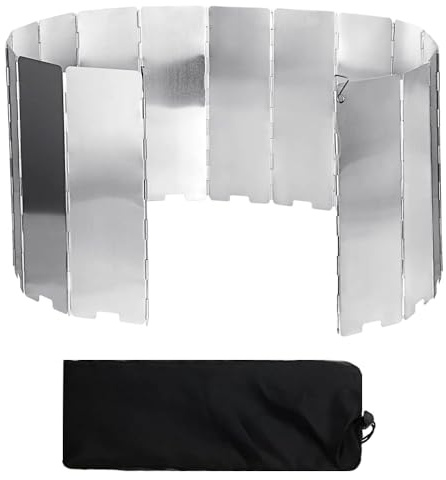Junhui Windschutz für Campingkocher, 16 Stücke Faltbarer Windschutz für Camping Gaskocher, Leichter Aluminium Windschutzscheibe für Outdoor Grill Picknick
