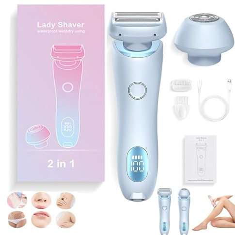 Silkbabe on The Go Lady Shaver, Silkbabe Shaver, 2 in 1 Portable Electric Shaver Razors for Women with Detachable Head, Ipx7 Waterproof and Rechargeable Electric Full Body, Wet & Dry (Blue)