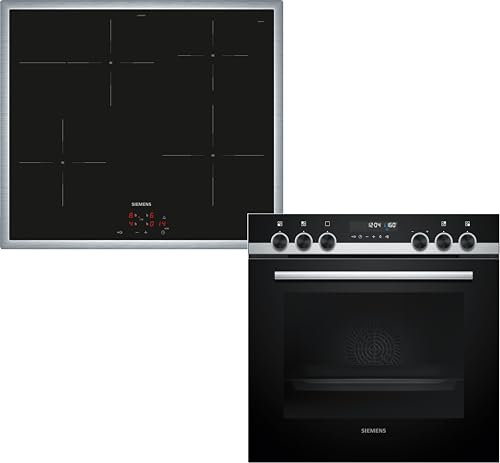 Siemens PQ521IB02, Einbau-Herd-Set, Bestehend aus HE578BBS4 Herd, 60 x 60 cm, Pyrolyse Selbstreinigung und Backautomatik, EI645CFB6E Induktionskochfeld, Kombi-Induktion, Edelstahlrahmen