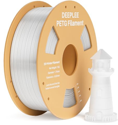 DEEPLEE PETG Filament 1.75mm, 3D Drucker PETG Filament Maßgenauigkeit +/- 0.02 mm für die meisten FDM 3D Drucker, Klar 1KG