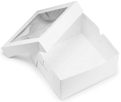 Generisch 10 Stück Tortenbox Konditorbox Tortenkarton 30,5 x 30,5 x 25,4 cm mit Sichtfenster Aufbewahrungsbox Geschenkbox Karton Verpackung