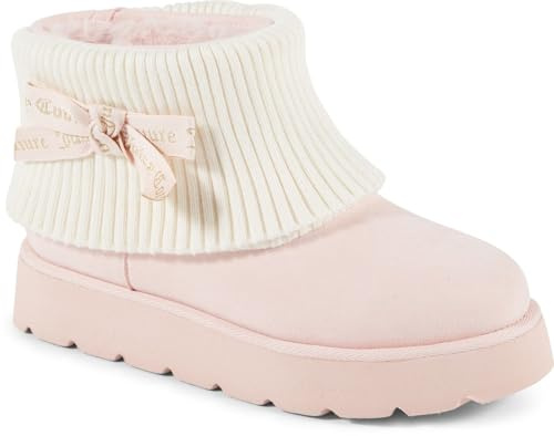 Juicy Couture Women’s Fashion Boots – Cozy Ankle Booties with Chunky Lug Sole, Soft Upper, and Pull-On Fit for Cold Weather Comfort, Blush, 7 UK