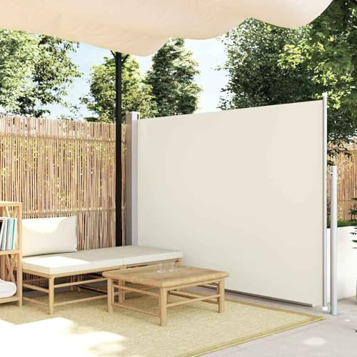 Gecheer Tenda da sole laterale, 160 x 300 cm, colore bianco crema, per giardino, ristorante, camper