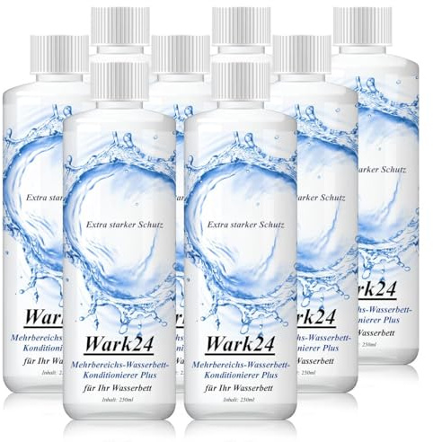 Wark24 Wasserbett Conditioner 8x 250 ml, Konditionierer gegen Gerüche und Algen für alle Wasserbetten, hygienische Pflege mit 20% Wirkstoff, Made in Germany
