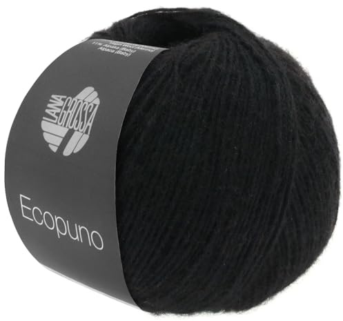 LANA GROSSA Ecopuno | Edle Netzgarnstruktur aus Baumwolle gefüllt mit Merino/Alpaka | Handstrickgarn aus 17% Schurwolle & 11% Alpaka Wolle | 50g Wolle zum Stricken & Häkeln | 215m Garn FB 16