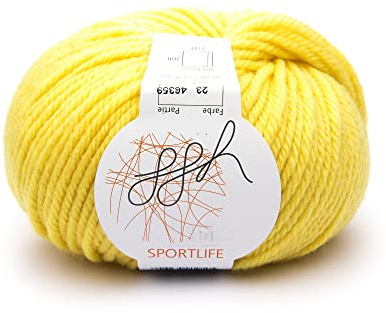ggh Sportlife | Wolle zum Stricken oder Häkeln | 50 g Knäuel | 100% Schurwolle superwash | Farbe 023 - Sonnenreflex