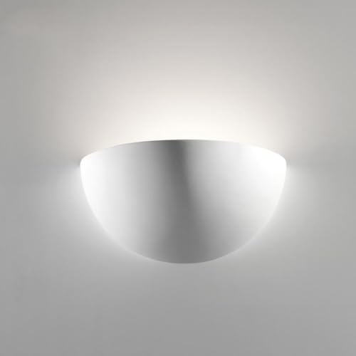 MAZZOLA LUCE Applique lampada da parete mezza luna ceramica bianca moderna verniciabile per interni