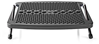 NEDIS - Reposapiés - Ergonómico - para Mejorar la Comodidad en el Trabajo - para una Mejor Postura - Metal - Negro