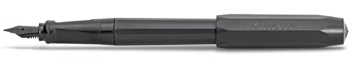 Kaweco PERKEO Füllhalter All Black I Füllfederhalter für Tintenpatronen Schulfüller in Schwarz I Anfänger Füller mit ergonomischem Griffstück zum bequemen Schreiben 16 cm I Federbreite: F (Fein)