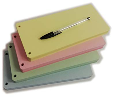 Lot de 50 cartons intercalaires 23 x 10 cm. 4 couleurs au total. 200 bandes intercalaires