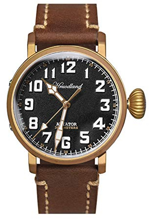 NC Hruodland Herren Fliegeruhr Bronze Automatik Saphirglas 30ATM Wasserdicht Leuchtzifferblatt PT5000 Uhrwerk Herren Armbanduhr (Black)
