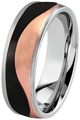 DOOSTI Partnerring/Trauring WEVE chirugischer Edelstahl 316L mit Carbon – inkl. Gratis Gravur