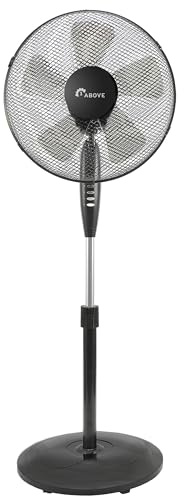 1ABOVE Heavy Duty 5 Blade Pedestal Stand Fan, 140cm Adjustable Height, 3 Speed Setting, Heavy Round Base, Oscillating, Tilting head [Energy Class A+++]