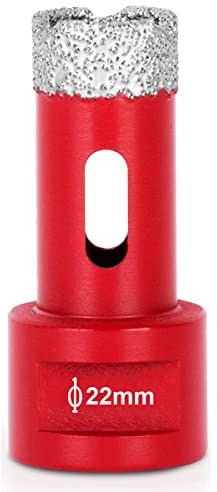SagaSave 1 scie-cloche M14 de 22 mm pour revêtement diamant - Longue durée de vie - Pour verre, céramique, carrelage, marbre, céramique, bouteilles, etc Rouge
