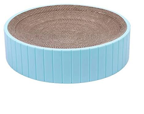 Runde Katze Kratzbrett Gewellt Kratzfester Katzenbett Austauschbare Haustierkatze Spielzeugkatze Kratzbecken (Farbe : Blau, Größe : L.)