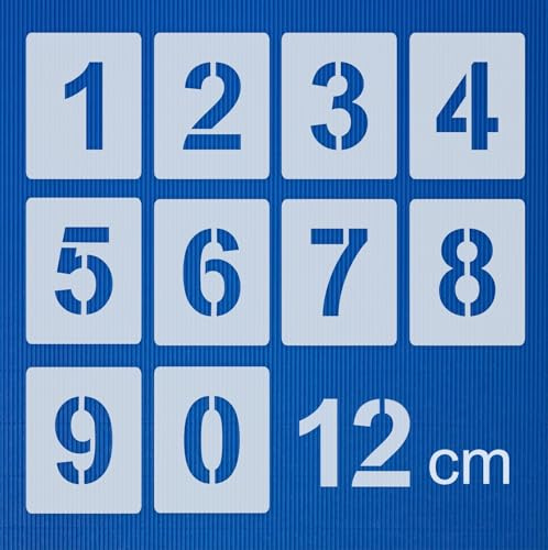 Zahlenschablone Nr.04 | Zahlenhöhe 12cm | 1 Satz Zahlen 0-9 | 10 einzelne Schablonen | Malerschablone | Wandschablone