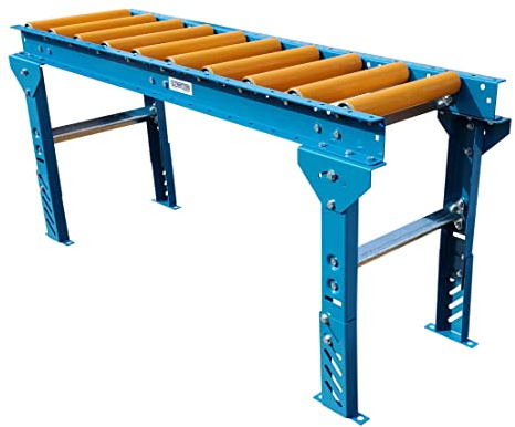 Ultimation Medium-Duty Roller Stand with Adjustable Height and 1.9 Dia. Poly Coated, 18 x 5' Galvanized Steel, Ideal for Assembly Areas - Power Saw, Woodworking Accessories, 2,680 lbs Capacity